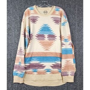 Texas True Threads Sweatshirt Women 2XL Multicolor Aztec Southwestern Print Crew